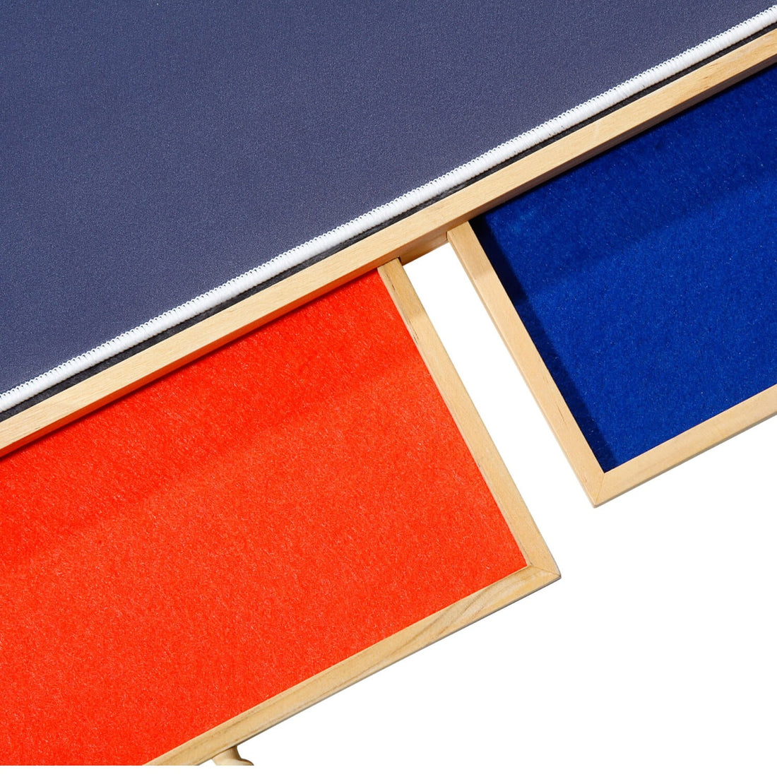 Puzzle board with drawers holding a half-finished 1,000-piece jigsaw with colour-sorted pieces in open drawers