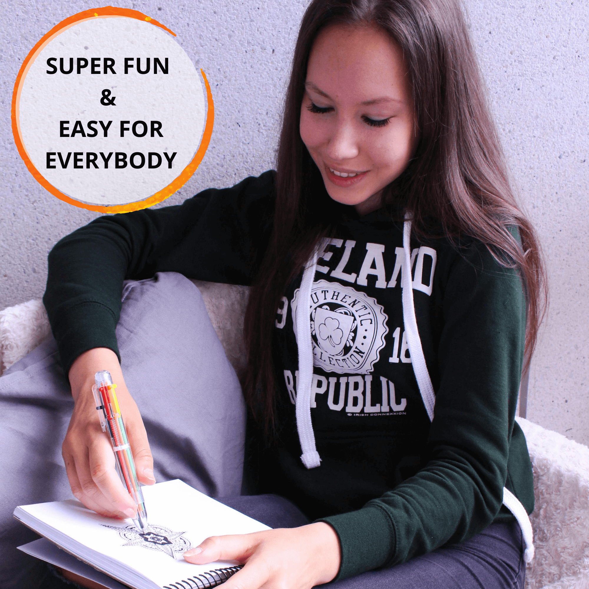 Multicolor pens for creative sketching and writing.