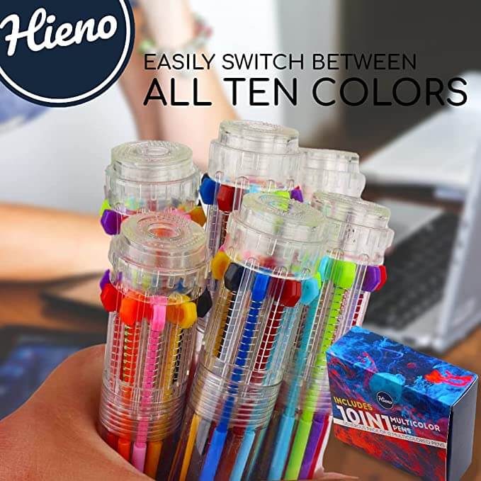 Multicolor Pens 12 & 24 Pack with retractable colors and clip-on design.