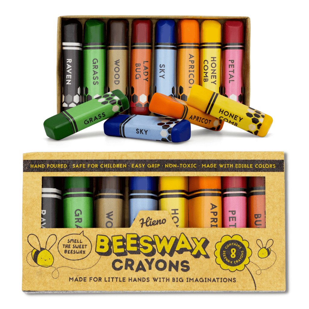 Organic pure beeswax crayons set with 8 vibrant colors, non-toxic and safe for toddlers.