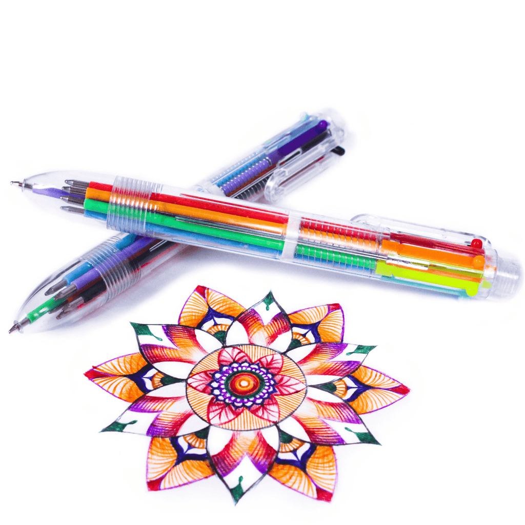 Multicolor pens with 10 vivid colors and retractable tips, ideal for creative projects and note-taking.