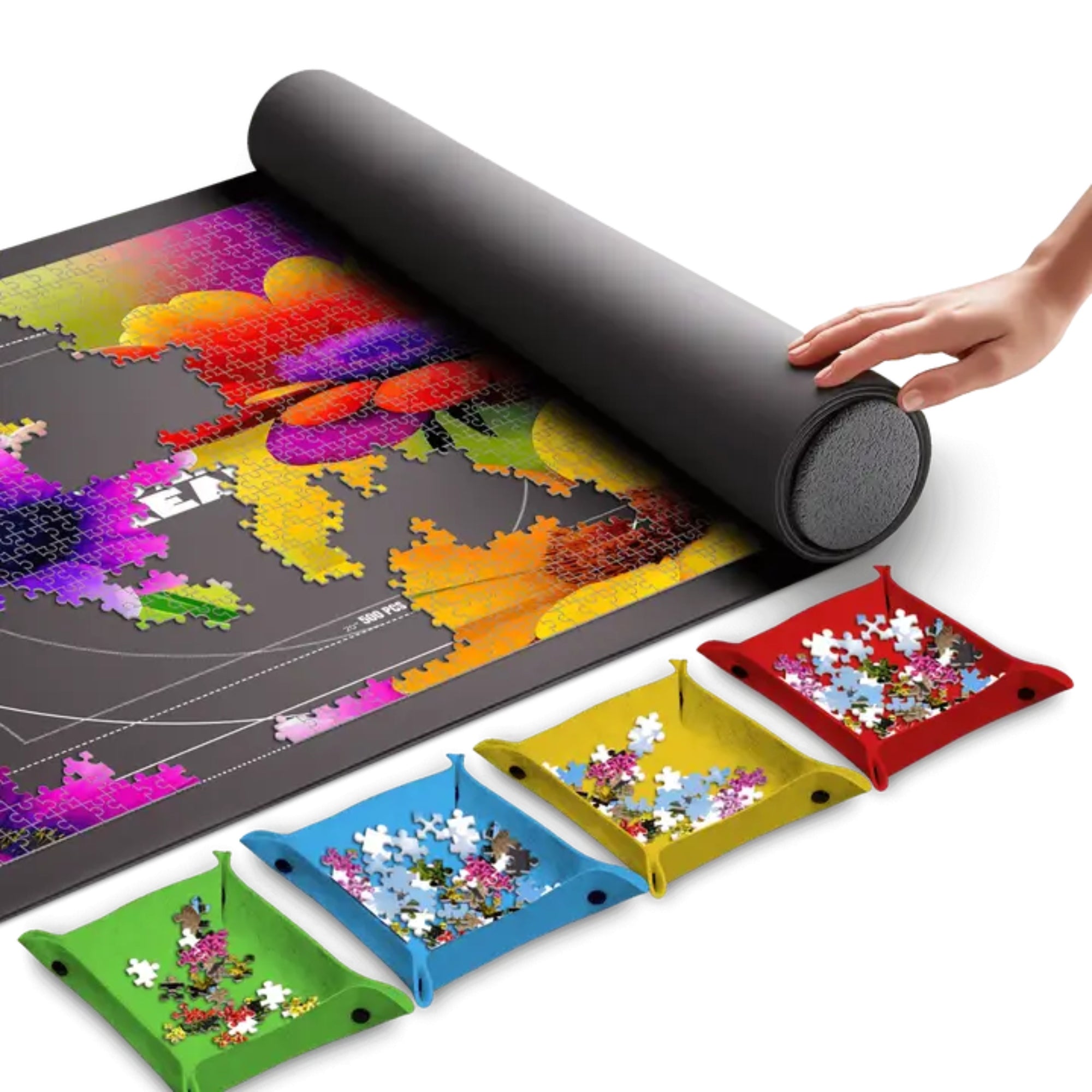Portable Jigsaw Puzzle Mat – Roll Up Jigsaw Puzzle Mat for 500–1500 Pieces